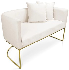 Namoradeira Paola 02 Lugares Linho Base Metálica Dourado D03 - D'Rossi  - A27 Areia