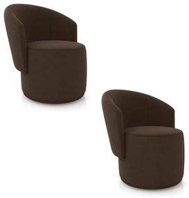 Poltrona Decorativa Orgânica Fixa para Sala Kit 2 Malu Suede M11 - D'Rossi - Marrom
