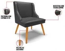 Kit 8 Cadeiras Estofadas para Sala de Jantar Pés Palito Lia Sintético