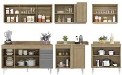 Armário de Cozinha Modulado de Canto 6 Peças CP32 Balcão com Tampo Cas