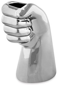 Cachepot "Mao" Em Ceramica Prata 16x9 cm M02 - D'Rossi