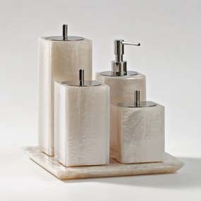 Conjunto Banheiro 4pçs Resina MADREPÉROLA – CROMADO  Madrepérola - Cromado