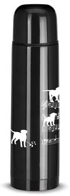 Garrafa Térmica 500ml Cachorro Musical Cromado Água Café Chá - Preto