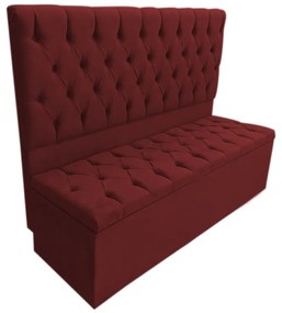 Cabeceira com Calçadeira Baú Solteiro 100cm Nicole Suede Bordô - Sheep Estofados - Vermelho escuro