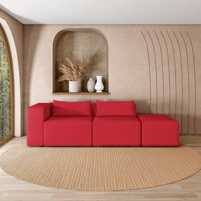 Sofá Versátil Sala de Estar Atlanta 338cm Modulado Veludo Vermelho G52 - Gran Belo