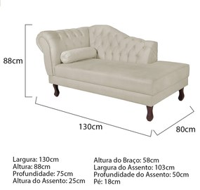 Diva Recamier Diana 130cm Lado Direito Linho - ADJ Decor