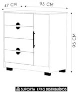 Cômoda Para Quarto 93cm Com 1 Porta Nara Nature V02 - Mpozenato