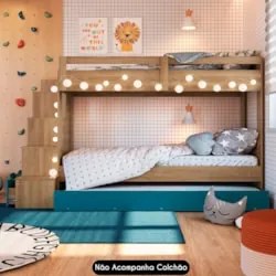 Treliche Infantil Com Escada e Nichos Infix C06 Aveiro/Azul - Mpozenat