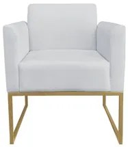 Poltrona Decorativa Base Industrial Dourada Maressa S10 Suede Cinza -