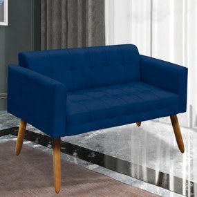 Conjunto 2 Poltronas e 1 Namoradeira Pés Palito Karen Suede Azul Marinho G19 - Gran Belo