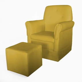 Poltrona Suzi Amamentação Balanço + Puff Suzi Suede Amarelo