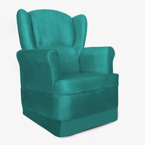 Poltrona Ana de Amamentação com Balanço Suede Azul Tiffany