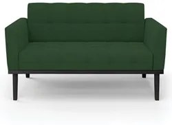 Sofá Namoradeira e 1 Poltrona Base Madeira Preto Ana Veludo Verde - Ib