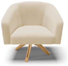 Poltrona Decorativa Giratória MA30 Stella Preto/Linho Areia D03 - D'Rossi