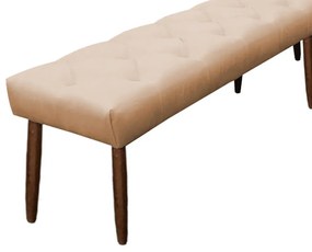 Banco de Canto Estofado Sira Suede Pés Palito Castanho C05 - D'Rossi - Bege