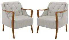 Kit 2 Poltronas Decorativas para Sala de Estar Capitonê Lapa Z32 Linho