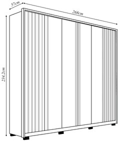 Guarda Roupa Casal 268cm Bravus 6 Portas de Bater com 4 Gavetas MDP Freijo/OffWhite G11 - Gran Belo