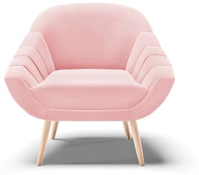 Kit 01 Namoradeira 02 Lugares e 01 Poltrona Giovana Suede Rosa Bebê Pés Palito Natural - D'Rossi