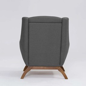 Poltrona Decorativa Mildred D07 Pés Madeira Linho Mescla Chumbo - D'Rossi