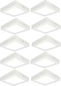 Kit 10 Plafons LED Sobrepor Quadrado 12W 780lm Branco 17cm
