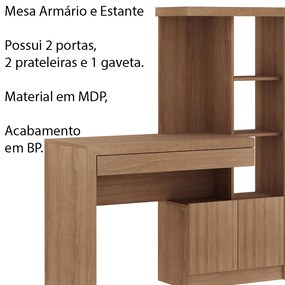 Mesa Conjunto para Escritório Home Office ME4143 MDP Amendoa G69 - Gran Belo