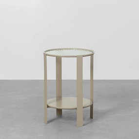 Mesa de Centro Glas Vidro e Areia - 40x40cm