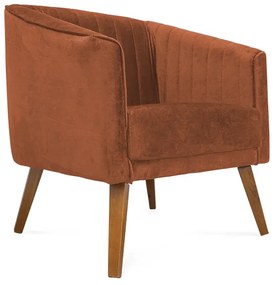 Kit 2 Poltronas Decorativas Dalia Pés de Madeira Veludo Terracota - Sheep Estofados - Terracota