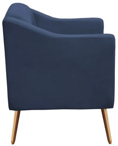 Kit Namoradeira + 2 Poltronas Bruna Pé Palito Suede Azul Marinho