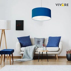 Lustre Pendente Cilíndrico Md-4099 Cúpula em Tecido 40x25cm Azul Marinho - Bivolt