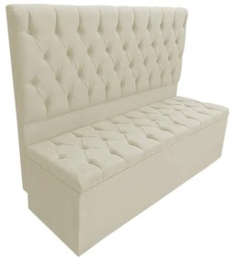 Cabeceira com Calçadeira Baú Solteiro 100cm Nicole Suede Bege - Sheep Estofados - Bege