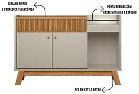 Buffet Aparador Carol 2 Portas Nature e Off White 87x133 cm L04 - D'Rossi