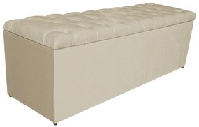 Calçadeira Estofada Liverpool 140 cm Casal Linho Bege - ADJ Decor