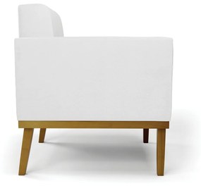 Sofá Namoradeira 2 Lugares Base de Madeira Castanho Elisa Corino D03 - D'Rossi - Branco