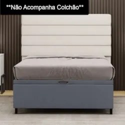 Base para Cama Box Baú Casal 138x188cm Hit Z04 Suede Cinza - Mpozenato