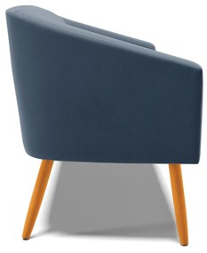 Namoradeira 02 Lugares Stella Suede Azul Marinho Pés Palito Castanho - D'Rossi