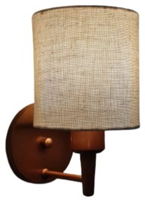 Arandela Cilíndrica Md-2009 Base Cobre Cúpula em Tecido 14x15cm Rustico Bege - Bivolt