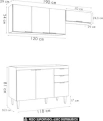 Armário de Cozinha CP03 Para Pia 120cm Pérola Z34 Branco    - Mpozenat