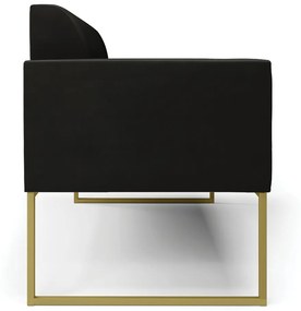 Sofá Namoradeira Base Industrial Dourado Marisa Suede Preto D03 - D'Rossi