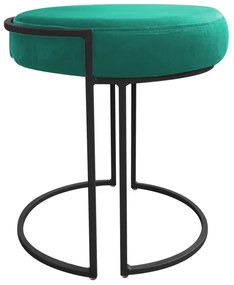 Puff Redondo Base Industrial Preto Kit 2 Love Suede - Verde Turquesa