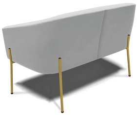 Namoradeira e 2 Poltronas Pé de Ferro Dourado Stella Suede D03 - D'Rossi - Cinza