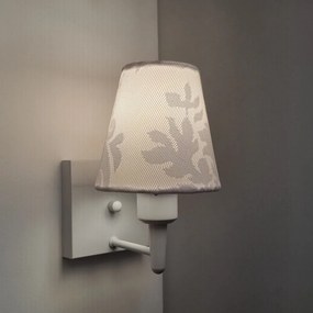 Arandela Quadrada Md-2034 Branco Cúpula em Tecido Cone Renda Branco - Bivolt