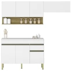 Armário de Cozinha 3 Peças Balcão com Tampo 120cm Lina05 Z06 Supremo/F