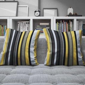 Capa para Almofada Tecido Estampado Listrado Amarelo D74 42x42 cm - D'Rossi