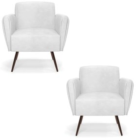 Kit 2 Poltronas Pés Palito de Ferro Bruna Corano D01 - D'Rossi - Branco