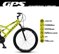 Bicicleta GPS Aro 26 Aço 21 Marchas Dupla Suspensão Freio V-Brake Amar
