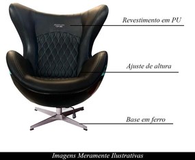 Kit 2 Poltronas Decorativas Egg Chair AMG One Cinza/Preto G53 - Gran Belo