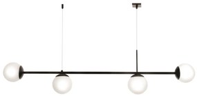 Pendente Tooren Retangular Barra Reta 123,5X12X29Cm Globo Ø12Cm 04Xg9... (PRETO, CLEAR (Transparente))