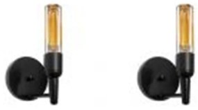 Kit/2 Arandela Retro Md-2028 Preto Suporte Para Lâmpada - Bivolt