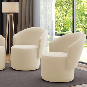 Poltrona Decorativa Orgânica Fixa para Sala Kit 2 Malu Veludo Bege M11 - D'Rossi