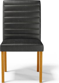 Cadeira Sala de Jantar Veiga Estofada Madeira Maciça PU Preto G78 - Gran Belo